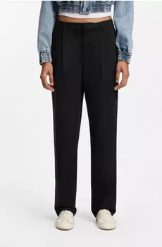 HUGO Hulisea Bundfaltenhose mit geradem Bein schwarz