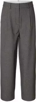 Selected Barrel Fit Hosen Viskosemix High Waist Loose Fit schwarzmeliert