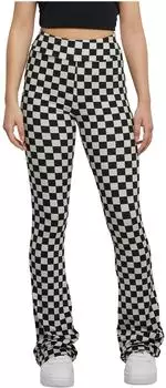 Urban Classics Damen Checked Boot Cut Leggings schwarz/weiß