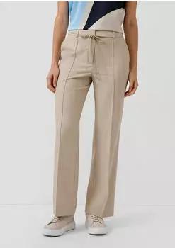 s.Oliver Wide-Leg-Hose aus Viskosemix mit Bindegürtel / beige 2177260.83W2.