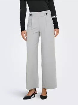 Jacqueline de Yong Geggo Mia Hose mit weitem Bein und hohem Bund hellgrau