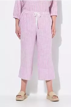 Ulla Popken Leinenmix Culotte Rose Streifen weites Bein (837706) kühles pink
