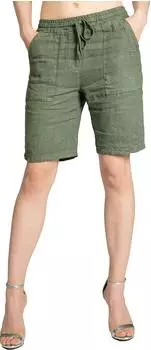 Caspar Relax Fit Leinen Shorts knielang (BST010) oliv grün