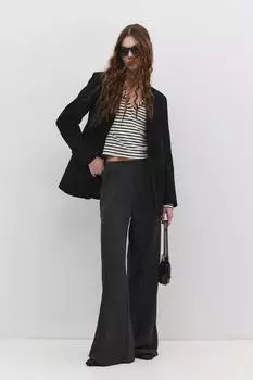 No Matter What Wide Leg Strukturierte Freizeithose Mid Waist anthrazit