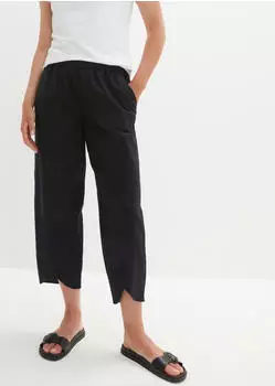 bonprix 3/4-Hose aus Leinen-Mix mit Seitenschlitzen, Regular Fit schwarz