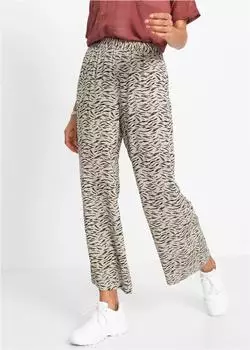 bonprix Palazzohose aus Viskose mit elastischem Bund sand/schwarz zebra bedruckt