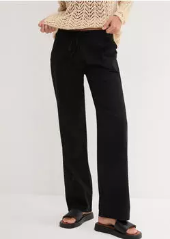 bonprix Culotte in Leinen-Mischung Loose Fit schwarz