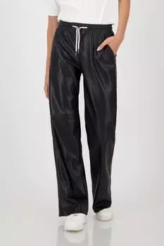 Monari Hose in Lederoptik Slim Fit schwarz