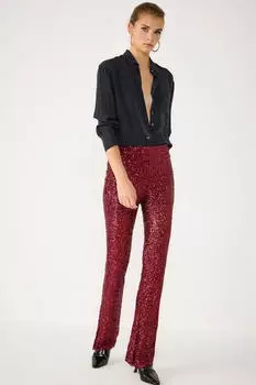 No Matter What Bootcut Hose Mid Waist burgunder