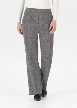 Stehmann Flanna Hose mit Fischgrätmuster Regular Fit Mid Waist schwarz/weiß