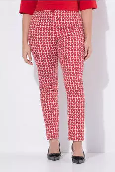Ulla Popken Capri Pants Slim Fit rot/weiß