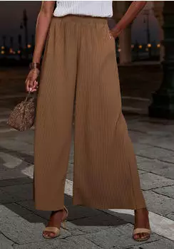 Lascana Wide Fit Pull-On Hose mit Plisseefalten taupe