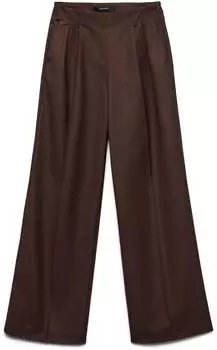 Vero Moda VMHAILEY HW WIDE PLEAT PANT NOOS Weites Bein Hohe Taille coffee bean/schoko