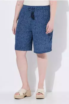 Ulla Popken Culotte Musselin Elastischer Bund Regular Fit High Waist (831493) marine