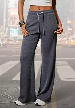 French Connection Loungepants Strickhose Gerippte Strickoptik (92155859) anthrazit meliert
