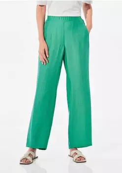 GOLDNER Schlupfhose Kurzgröße Wide Leg High Waist mit Teildehnbund grün