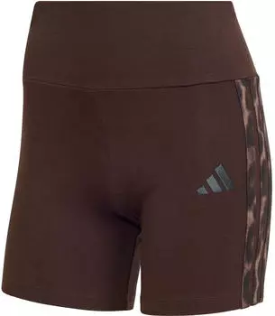 Adidas Seasonal Essentials Leopard Print Biker Shorts with 3-Stripes (KA4759) aurora coffee/multicolor