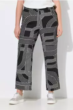 Ulla Popken Hose Regular Fit High Waist schwarz/weiß