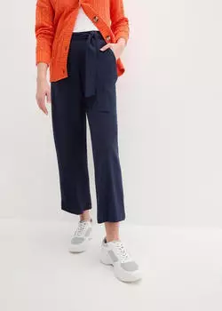 bonprix Culotte aus Leinen-Mix mit Bindeband Loose Fit (92148295) dunkelblau