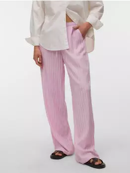 Vero Moda VMROSIE MW Wide Pant NOOS Schlupfhose Oversize pirouette stripes:wei&szlig; pinstripes