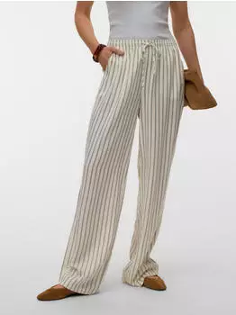 Vero Moda VMROSIE MW Wide Pant NOOS Schlupfhose Oversize (10337154) gardenia stripes:black pinstripes