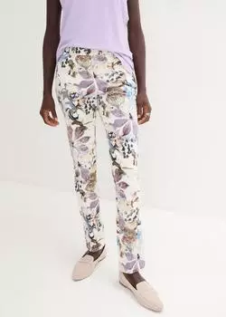 bonprix Stretch-Hose Regular Fit natur geblümt