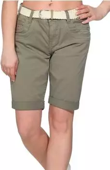 Sublevel LSL-514 Bermuda Shorts Slim Fit mit Flechtgürtel washed olive