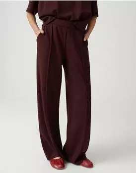 Opus Melane Bloom Wide Leg Pants mit Komfortbund (4255849289888) dunkelrot