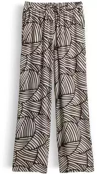 Opus MAROU Wide Leg Pants braun/weiß