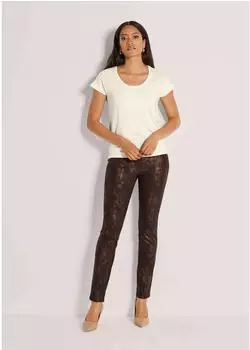 Madeleine Schmale Jerseyhose mit Animal-Print braun/schwarz