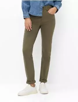 BRAX Damen Five-Pocket-Hose Style CAROLA DARK KHAKI Denim Gr&uuml;n Khaki denim gr&uuml;n - khaki Gr. (097053_9928720_33)