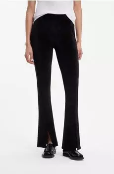 HUGO Flared-Fit Hose aus Stretch-Samt mit Schlitzen auf der Vorderseite - Style Nucutey_B 50568260 Schwarz