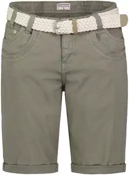 Sublevel Denim Bermuda Chino Stretch Shorts Used Look washed olive