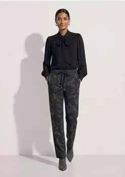 Madeleine Bedruckte Schlupfhose mit Tunnelzug, Gerades Bein (60620903600360) schwarz/bleigrau