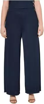 Ulla Popken Weite Hose mit Elastikbund Rippjersey (716101) marine