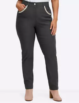 Sheego Bengalinhose Gerade mit bestickter Tasche (210744) graphit