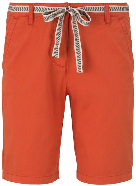 Tom Tailor Relaxed Chino Bermuda Shorts with a Fabric Belt strong flame orange