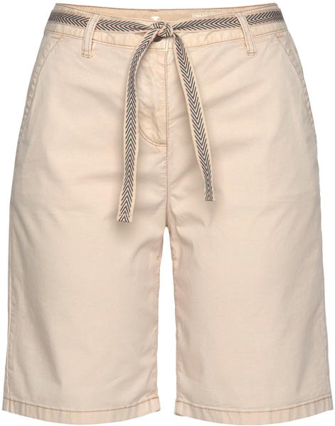 Tom Tailor Relaxed Chino Bermuda Shorts with a Fabric Belt soft vanilla