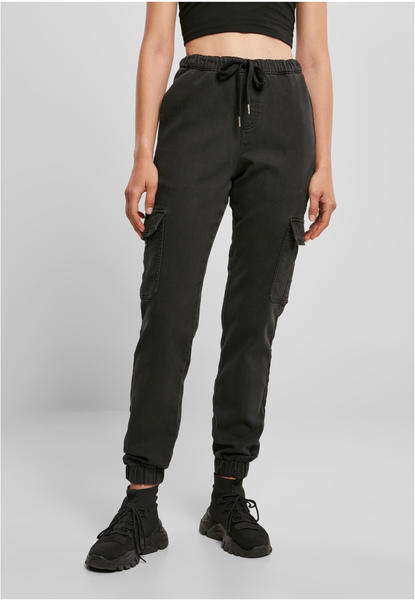Urban Classics Ladies Knitted Denim High Waist Cargo Pants (TB4734-00007-0040) black