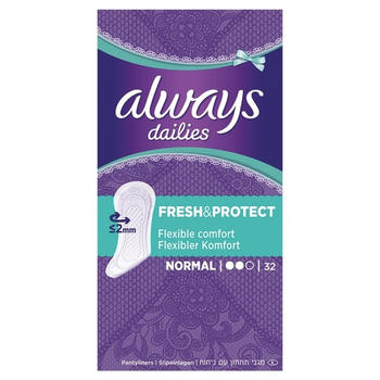 Always Dailies Fresh & Protect Liners Normal 32 Pack