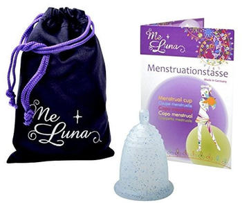 Me Luna Menstruationstasse Classic - Kugel - Blau-Glitter - Größe M