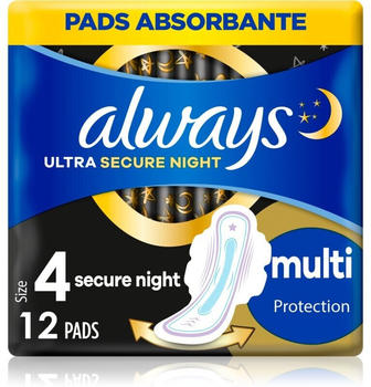 Always Ultra Secure Night 4 Damenbinden mit Flügeln (12 Stk.)