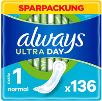 Always Ultra Binden Damen Gr. 1, Normal, 136 Damenbinden ohne Fl&uuml;gel (4 x 34 St&uuml;ck)