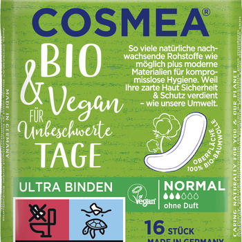 Cosmea Bio & Vegan Ultra Binden, normal mit Flügeln (16 Stk.)