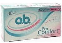 o.b. Tampons ProComfort, Mini, sanftes Einf&uuml;hren, aus Viskose, 16 St&uuml;ck