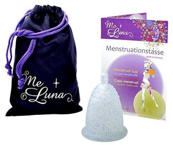 Me Luna Menstruationstasse Classic - Kugel - Blau-Glitter - Größe L