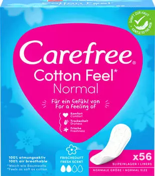 Carefree Slipeinlagen Cotton Feel Normal mit Frischeduft (56 Stk.)