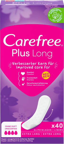 Carefree Plus Long Slipeinlagen ohne Duft (40 Stk.)
