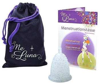 Me Luna Menstruationstasse Classic - Kugel - Blau-Glitter - Größe S