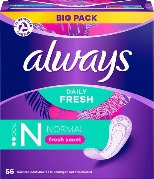 Always Slipeinlagen Daily Fresh Normal mit Frischeduft BigPack (56 Stk.)